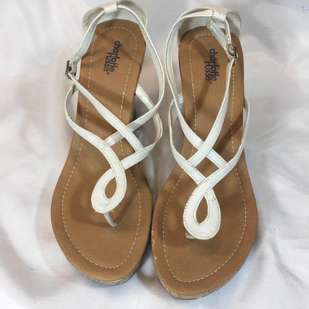 Charlotte Russe White Wedge Heel Sandals Size 10